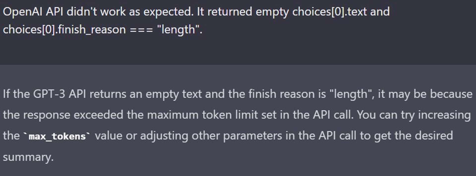 GPT response on API question